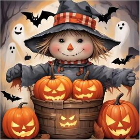 hill froeistung 5D Pumpkin Diamond Art Painting Kits for Adults,Bird,Halloween Diamond dots, Scarecrow DIY Full Drill Diamond Art Painting Set for Home Wall Decor Gifts (12X12 inch)