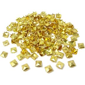 Honbay 200PCS 10mm Golden Nailheads DIY Metal Punk Spikes Spots Square Pyramid Studs for Leathercraft