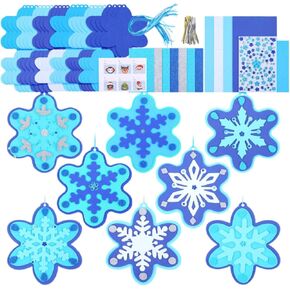 24 Sets Hanging Craft Holiday Snowflake Craft Kits DIY 3D Snowflake Ornaments Decorations Art Sets Make Your OwnFoam Sticker Ornament for Party Favor Fun Home Classroom Activities