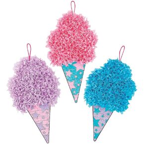 Fun Express Cotton Candy Tissue Paper Craft Kit - Fun DIY Crafting for Kids & Adults - Create Tissue Paper Decorations Party Favors Gifts - Birthday Parties Special Occasions Craft Project - 12 Pieces