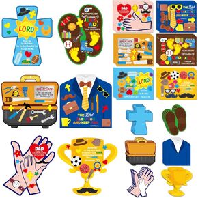 Religious Father's Day Craft Kits for Kids DIY Make Your Own Christian Fathers Day Ornaments Fun Best Dad Gifts for Sunday School VBS Home Classroom Activities Party Decoration Supplies 24Pack