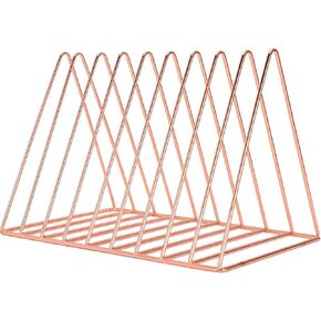 File Organizer,Triangle Book Shelf,Metal Desktop Storage Book Rack Magazine Newspaper Holder Art Desktop Organizer Rack