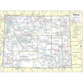 Cool Owl Maps Wyoming State Wall Map Poster Rolled 32"Wx24"H (Laminated)
