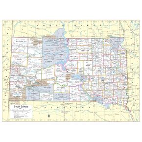 Cool Owl Maps South Dakota State Wall Map Poster Rolled 32"Wx24"H (Laminated)