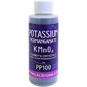 Potassium Permanganate - CHEMICALSTORE.COM Condy's Crystals, (100gr ~ 3.5oz) FreeFlow, Powder | 97% Pure KMnO4 | for Water Purification, Disinfection & Aquaculture | Removes Iron & Manganese