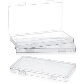 3 Pack Mini Plastic Clear Storage Containers Box, Small Rectangle Empty Organizer Case with Hinged Lid for Collecting Beads Jewelry Business Cards Game Pieces Crafts (6.49 × 3.42 × 0.62Inch)