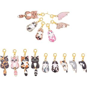 UNICRAFTALE 15Pcs Knitting Stitch Markers Paw Print Enamel Crochet Stitch Marker with Removable Lobster Clasp Ring Crochet Clip on Cute Charms for Sewing Weaving DIY Zipper Pull Charm