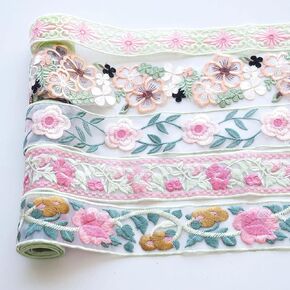 5 Rolls（5.5Yards ） Colorful Floral Lace Trim Lace Fabrics •5.5 Yards Total (1.1 Yards Each)• for DIY Crafts Sewing Holiday Wrapping Doll Clothes and Hair Accessories(5 Types Mixed