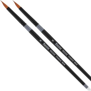 Creative Mark Beste Golden Taklon Wedge #6-2 Pack Artist Brush, Professional Watercolor Brushes, for Acrylic Painting, Short Handle, Sharp Edges, Hand-Tied & Shaped