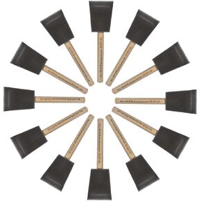 Jen Manufacturing Professional Foam Poly-Brushes - Brush Set for use in Home Improvement Projects for applying Paint, Watercolor, mod Podge, Glue, Chalk Paint, Oil, and Wood Stain (12, 2")