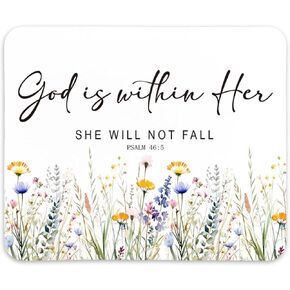 QIYUHOY Christian Inspirational Floral Mouse Pad,Bible Verse MousePads,Religious Gifts for Women,Christian Gifts Non-Slip Rubber Base Mousepads for Home Office Dorm Desk Decor,9.5x7.9 inches