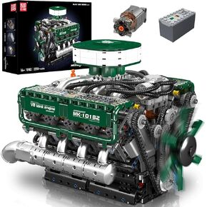Mould King 10182 V8 Engine Model Kit That Run, Build Your Own Tank Engine Building Block Set with Battery and Motor, Upgraded 8-Cylinder Engine Mode Car kit, STEM Toys for Kids/Adults (2250 PCS)