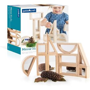 Guidecraft Mirror Blocks Set - 10 Pcs. Kids Learning & Educational Toys, Stacking Blocks, Block Play Accessory Set, Reflection Toy for Toddlers