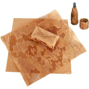 GRANDAN 12x12 inch Honeycomb Packing Paper for Moving, 50 Sheets Protecting Fragile Glasses, China and Artworks, Small Wrapping Paper for Moving Box Filler & Shipping, Moving Supplies, Brown