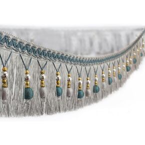 Fringe Trim Tassel,Crystal Beaded Pendant Tassel, Trimming Hanging Ball Braided Trim Upholstery DIY Home Decor Accessories(8)