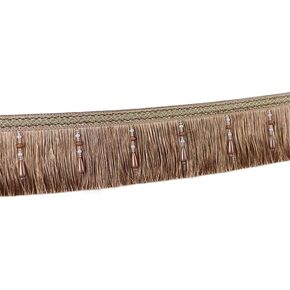 Fringe Trim Tassel,Crystal Beaded Pendant Tassel, Tablecloth Home Decor Supply(Dark Brown)