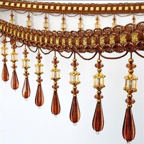 Fringe Trim Tassel,Crystal Beaded Pendant Tassel, for Lampshades (Color : Gold) (Color : Gold) (Blue)(Gold)