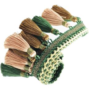 Fringe Trim Tassel,Crystal Beaded Pendant Tassel, Sofa Decoration (Color : Red) (Color : Green) (Green)(Red)