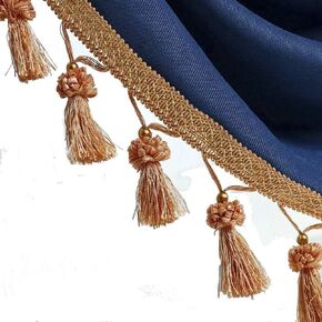 Fringe Trim Tassel,Crystal Beaded Pendant Tassel, for Curtain Clothing Decorative Sewing Supplies(White)
