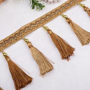 Fringe Trim Tassel,Crystal Beaded Pendant Tassel, for Sofa Tablecloth Home Decoration Fabric Ribbon Trimming(4)