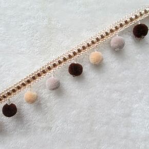 Fringe Trim Tassel,Crystal Beaded Pendant Tassel, for Sofa Tablecloth Home Decoration(Dark Brown)