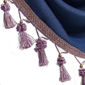 Fringe Trim Tassel,Crystal Beaded Pendant Tassel, for Curtain Clothing Decorative Sewing Supplies(Khaki)