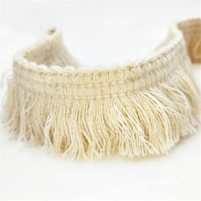 Fringe Trim Tassel,Crystal Beaded Pendant Tassel, DIY Clothing Decorative Ribbon Beige Lace Trim Curtain Accessories