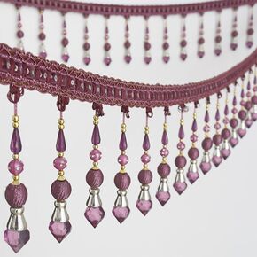 Fringe Trim Tassel,Crystal Beaded Pendant Tassel, Tassel Fringe Home Table Decoration(Dark Blue,4 Meters)