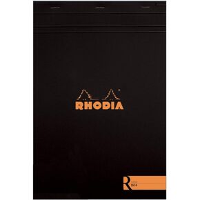Rhodia "R" Premium Stapled Notepad - Lined 70 sheets - 8 1/4 x 11 3/4 - Black Cover