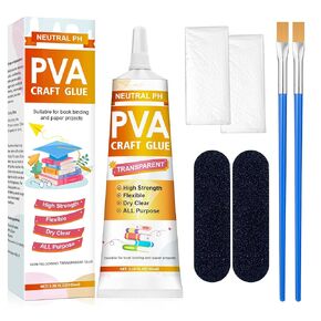 PH Neutral PVA Glue for Book Binding, 100ml Book Glue with Precision Tip, Complete Set for Book Repair, Scrapbooking, Paper Crafts, Postcards, DIY