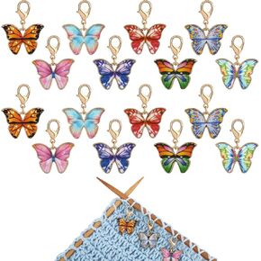 14Pcs Cat Strawberry Rabbit Mushroom Stitch Markers Alloy Enamel Removable Crochet Knitting Markers with Lobster Clasp Charms for Sewing Knitting Weaving Accessories DIY Craft