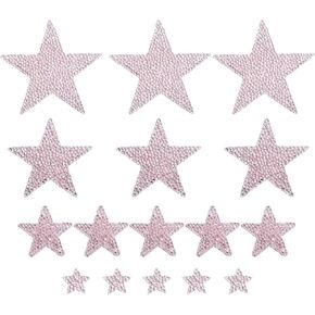 MECCANIXITY 16 Pieces Iron on Patches Star Rhinestone Appliques Glitter Embroidered Patches Blue Iron on Rhinestones for Clothes DIY Crafts Bag Hat Pants in 4 Size