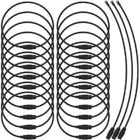 SUNNYCLUE 40Pcs 6 Inch Black Key Chain Wire Metal Wire Keychain Cable 1.5mm Stainless Steel Extendable Heavy Duty Rings Key Ring Luggage Tag Loops for DIY Making Keychains Luggage Tags Keeper Crafts