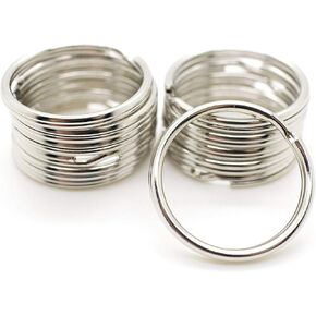100pcs - 1-1/8" (28mm) Nickel Plated Steel Key Rings Split Rings Heavy Duty
