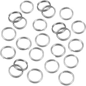 GSHLLO 300 Pcs 6mm Small Stainless Steel Split Rings Mini Metal Keyrings Double Open Jump Rings Round Key Chain Ring Dog Tag Rings Silver Key Ring Attachment for DIY Craft