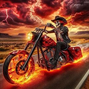 VCLKDIY Skull Motorbike Diamond Art Kits for Adults, 5D Diamond Painting Kits for Adults Beginners, DIY Full Round Drill Diamond Dot Painting Gem Art Kits for Adult, Home Wall Decor 13.8x13.8 Inch