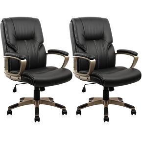 CLATINA Executive Office Chair with High Back, PU Leather Chairs with Wheels and Arms, Managerial Chairs with Soft Padded Armrest Lumbar Support, Swivel Rolling Computer Desk Chair 400 LBS