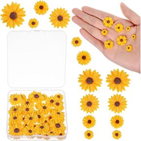 50PCS Flatback Resin Daisy Flowers, Mini Resin Flat Back Charms for Crafts, Mini Resin Daisy Flowers for DIY Crafts, Scrapbook Embellishment (Yellow)