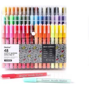 Grabie® Acrylic Paint Pens Markers, 28 Colors, 0.7 mm, Extra Fine Tip Drawing Markers, Premium Paint Pens for Painting on Various Surface, Acrylic Watercolor Set, Art Supplies