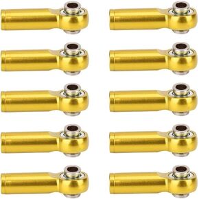 Dilwe 10PCS Link Rod End Joint, M4 Aluminium Alloy Ball Holder Tie for 1/10 RC Car, Truck, Cart Model(Golden)