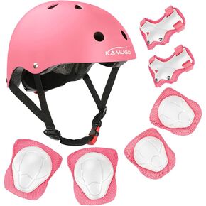 KAMUGO Kids Bike Helmet, Toddler Helmet for Ages 2-8 Boys Girls with Sports Protective Gear Set Knee Elbow Wrist Pads for Skateboard Cycling Scooter Rollerblading