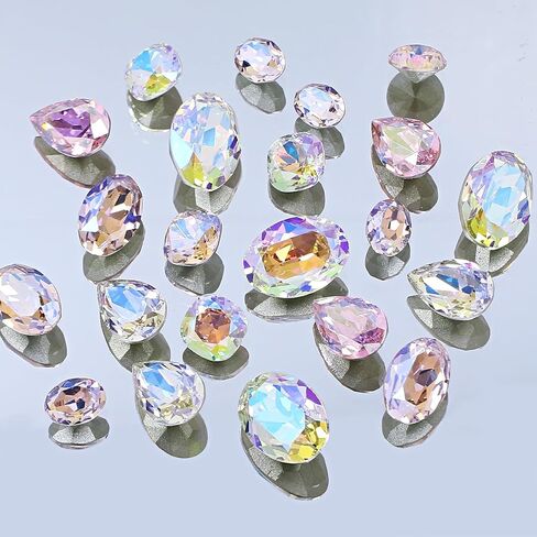 100pcs Mix Shape Crystal AB Nail Art Rhinestone Gems Point Back Fancy Stone Sew On Rhinestone Loose Crystal Sewing for Clothing Wedding Dress Nail Art Shoes Bags DIY Crafts in Kuwait