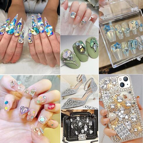 100pcs Mix Shape Crystal AB Nail Art Rhinestone Gems Point Back Fancy Stone Sew On Rhinestone Loose Crystal Sewing for Clothing Wedding Dress Nail Art Shoes Bags DIY Crafts in Kuwait