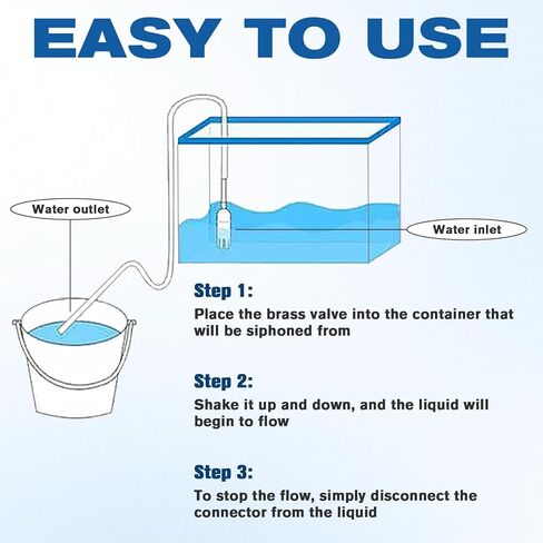 Wadoy Gas Siphon Hose Pump, Shaker Siphon for Gasoline/Fuel/Water Transfer, Safety Self Priming Hose 1/2" Valve in Kuwait