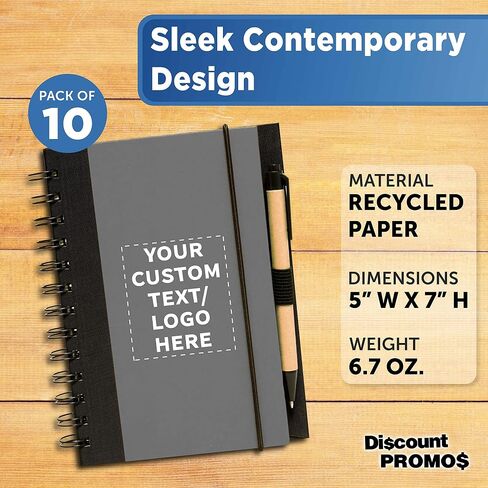 خصم Promos Custom Eco Block Notebooks مع مجموعة أقلام من 10 ، حزمة كبيرة مخصصة - مثالية للمدرسة ، المكتب ، الأعمال ، المنزل - الدخان in Kuwait
