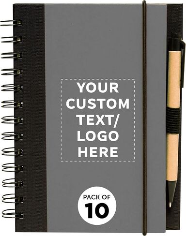 خصم Promos Custom Eco Block Notebooks مع مجموعة أقلام من 10 ، حزمة كبيرة مخصصة - مثالية للمدرسة ، المكتب ، الأعمال ، المنزل - الدخان in Kuwait