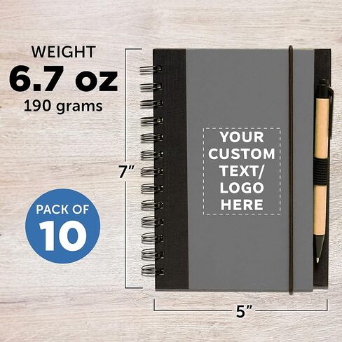 خصم Promos Custom Eco Block Notebooks مع مجموعة أقلام من 10 ، حزمة كبيرة مخصصة - مثالية للمدرسة ، المكتب ، الأعمال ، المنزل - الدخان in Kuwait
