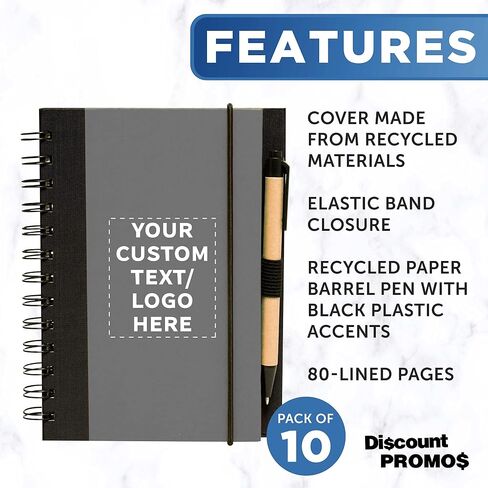 خصم Promos Custom Eco Block Notebooks مع مجموعة أقلام من 10 ، حزمة كبيرة مخصصة - مثالية للمدرسة ، المكتب ، الأعمال ، المنزل - الدخان in Kuwait