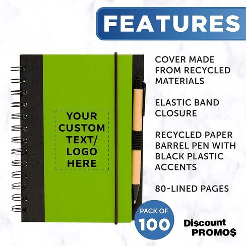 خصم Promos Custom Eco Block Notebooks مع مجموعة أقلام من 10 ، حزمة كبيرة مخصصة - مثالية للمدرسة ، المكتب ، الأعمال ، المنزل - الدخان in Kuwait