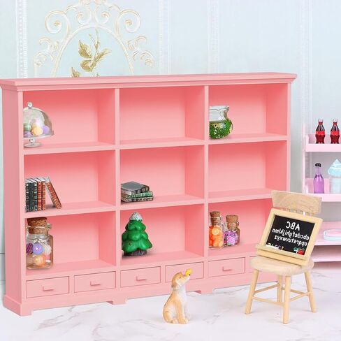 Dollhouse Bookshelf في مقياس 1:12 ، جزء من أثاث وملحقات منزل دمية مع تصميم واقعي ، يقدم هذا الكتب المصغرة هدية مدروسة للأطفال وعشاق DIY in Kuwait